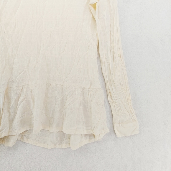 LOFT Cream Rayon Sheer Long Sleeve Ruffle Blouse 5093 - Picture 3 of 8